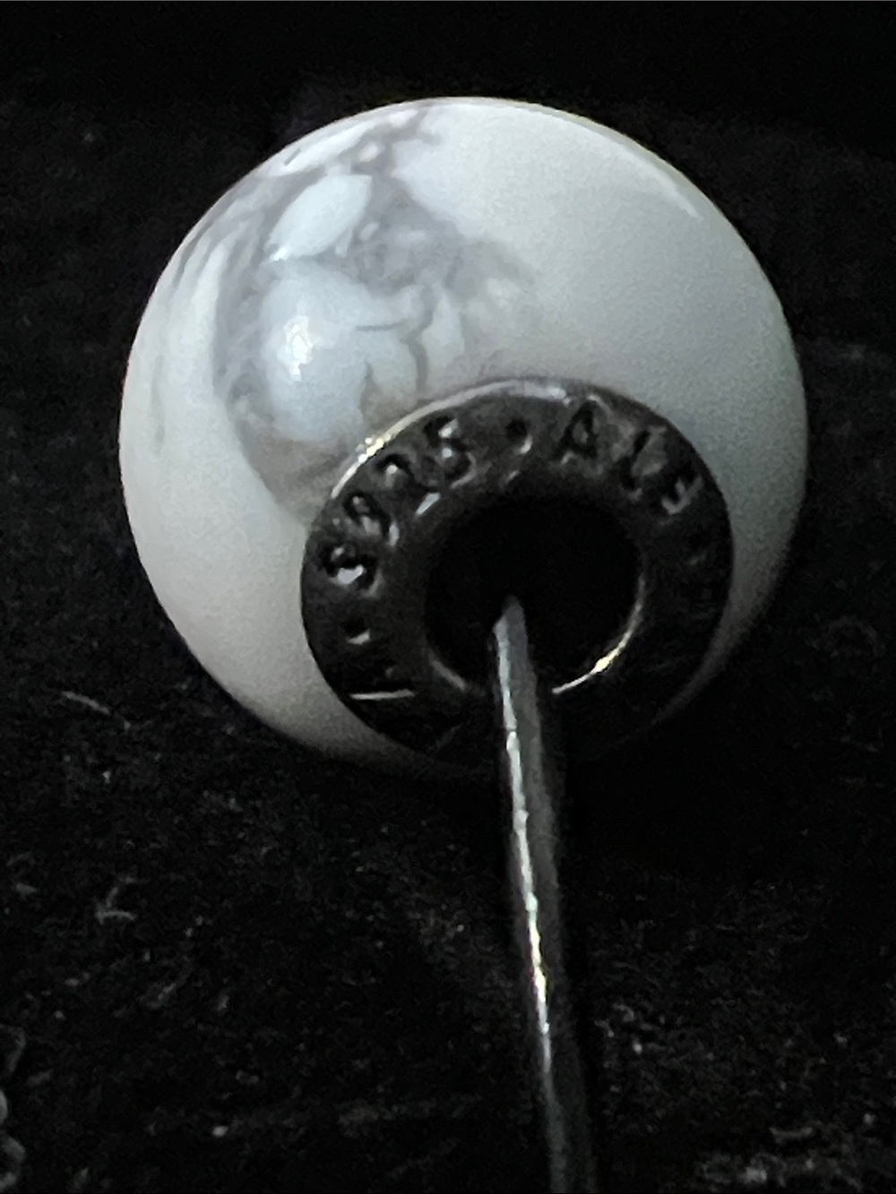 Pandora Authentic Retired White Marble-Effect Charm Bead - Picture 3 of 9